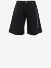 44 Label Group Black Bermuda Pants With Tie Detail On The Front And Logo Embroidery On The Rear In Black