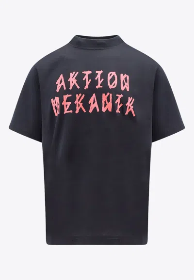 44 Label Group Aktion Mekanik Print Crewneck T-shirt In Black