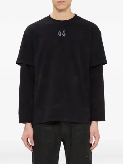 44 Label Group Artisanal 44 Layered-sleeve T-shirt In Black