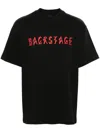 44 Label Group Black T-shirt With Print On The Front And Maxi Logo On The Back In Cotton Man In Black