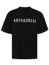 44 Label Group Black Anti-hero Cotton Tee With Bold Embroidery In P602