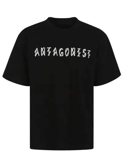 44 Label Group Black Anti-hero Cotton Tee With Bold Embroidery In P602