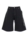 44 Label Group Black Bermuda Pants With Tie Detail On The Front And Logo Embroidery On The Rear In Black