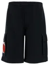 44 Label Group Black Cargo Bermuda Shorts With Logo Embroidery In Cotton Man In Multicolor