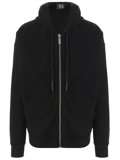 44 Label Group Black Cotton Zip-up Logo Hoodie