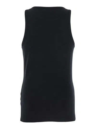 44 Label Group Black Crewneck Sleeveless Top With Embroidery On The Front In Cotton Man