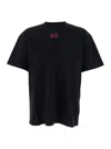 44 Label Group Black Crewneck T-shirt With Logo On The Front And Maxi Logo On The Rear In Cotton Man In Blue