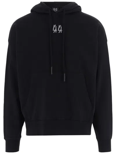 44 Label Group Black Graphic Logo Print Cotton Hoodie In Multi
