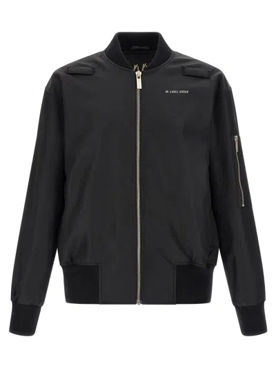 44 Label Group Men Black Logo Bomber Jackets
