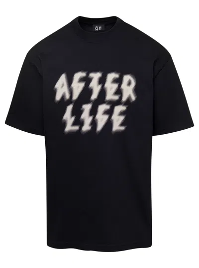 44 Label Group Black T-shirt With Logo Printed On Front And Back In Cotton Man