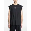 44 Label Group Black Sleeveless T-shirt With Logo On The Front And Maxi Logo On The Back In Cotton Man In Black