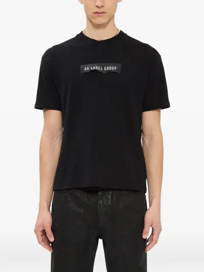 44 Label Group Burnt Label Logo-patch Graphic-print T-shirt In Black