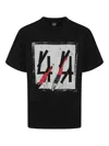 44 Label Group 'sticka' Black Crewneck T-shirt With Maxi Print On The Front And Logo Lettering On The Rear In Black