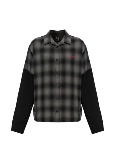 44 Label Group Check-print Panelled Shirt In Gray