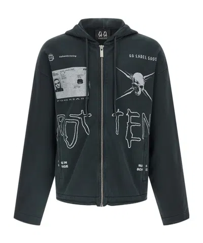 44 Label Group Commission Raw-cut Zip Hoodie In Black