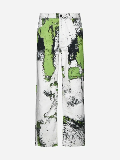 44 Label Group Corrosive Print Jeans In White,grunge Green