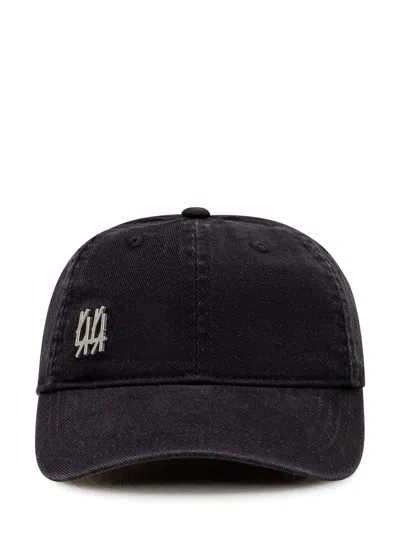 44 Label Group Cotton Embroidered Cap In Black-44 Lg Dirty White Embroidery