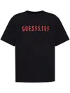 44 Label Group Black T-shirt With Print On The Front And Maxi Logo On The Back In Cotton Man In Black
