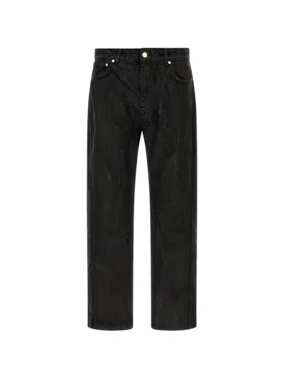 44 Label Group Craquelé-effect Jeans In Black