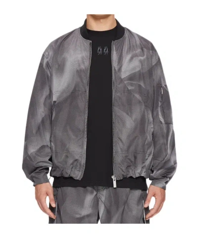 44 Label Group Crinkle Graphic-print Bomber Jacket In Black