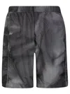 44 Label Group Crinkled Texture Bermuda Shorts With Elastic Waistband In Gray