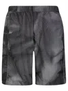 44 Label Group Crinkled Texture Bermuda Shorts With Elastic Waistband In Gray