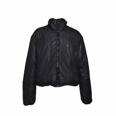 44 Label Group Cropped Bomber Jacket With Tonal Logo Print In Black