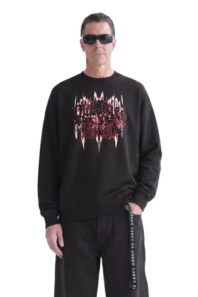 44 Label Group Damage Crewneck Sweatshirt In Black