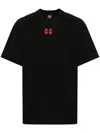 44 Label Group Black Crewneck T-shirt With Logo On The Front And Maxi Logo On The Rear In Cotton Man