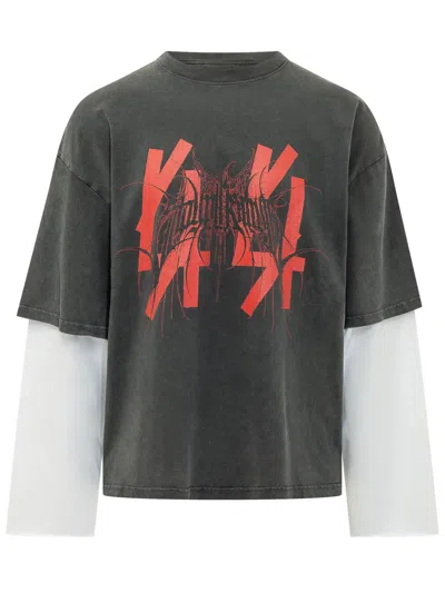 44 Label Group Double-layer Long Sleeve T-shirt In Black