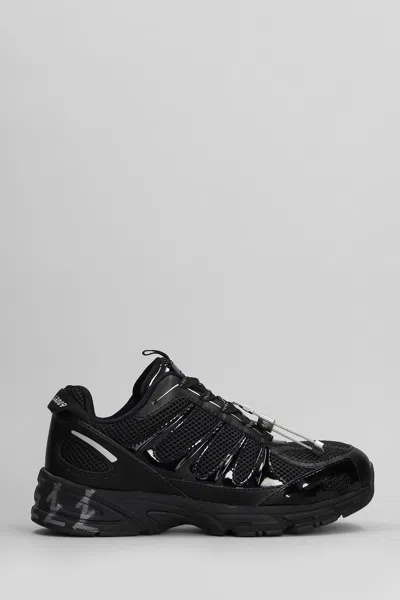44 Label Group Dragger Sneakers In Black Leather And Fabric
