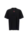 44 Label Group Black Crewneck T-shirt With Logo On The Front And Maxi Logo On The Rear In Cotton Man In Black