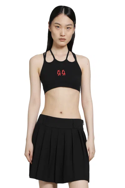 44 Label Group Embroidered Cotton Top In Black