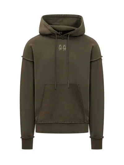 44 Label Group Embroidered Logo Hoodie Sweatshirt - Size Small In Faded Green 44 Smoke Grey