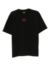 44 Label Group Black Crewneck T-shirt With Logo On The Front And Maxi Logo On The Rear In Cotton Man In Black