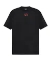 44 Label Group Black Crewneck T-shirt With Logo On The Front And Maxi Logo On The Rear In Cotton Man In Black