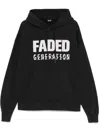 44 Label Group Faded Gen Cotton Hoodie With Drawstring Hood In Multi