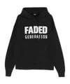 44 Label Group Faded Gen Cotton Hoodie With Drawstring Hood In Black