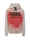 44 Label Group Faded Gen Cotton Sweatshirt With Print In White-faded Drp