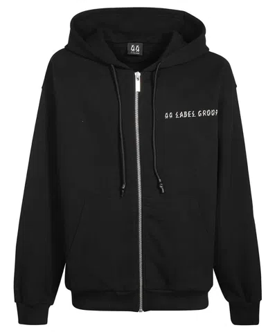 44 Label Group Full Zip Cotton Hoodie In Black