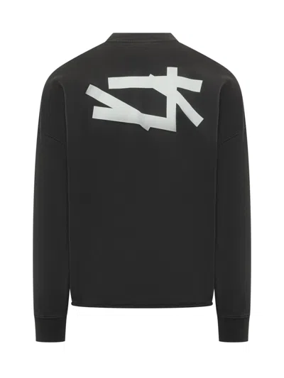 44 Label Group Giro Neck Sweatshirt With Front Print In Black-single 4 Corrison