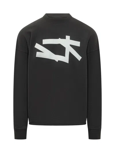 44 Label Group Giro Neck Sweatshirt With Front Print In Black-single 4 Corrison