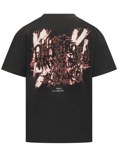 44 Label Group Grafica Front Print T-shirt In Black-damage High Risk Red