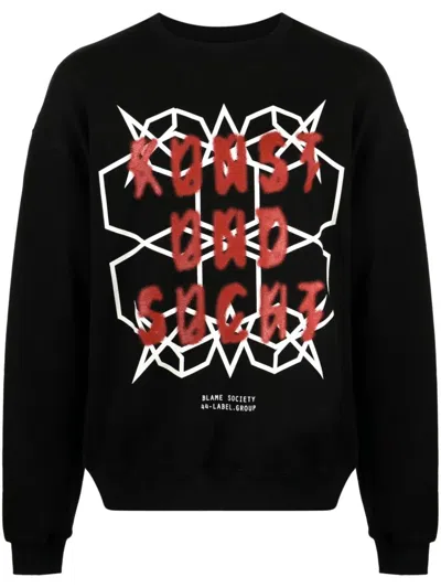 44 Label Group Graphic-print Cotton Sweatshirt In Black