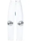 44 Label Group Graphic-print Straight-leg Jeans In 蓝色