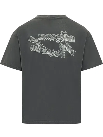 44 Label Group Graphic T-shirt With Unique Artistic Print In Smudge Black-pins Dirty White