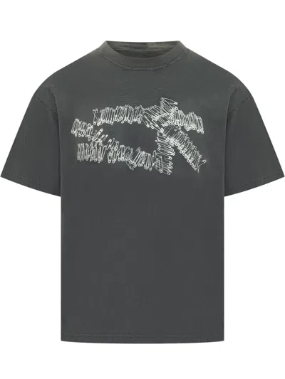 44 Label Group Graphic T-shirt With Unique Artistic Print In Smudge Black-pins Dirty White