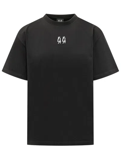 44 Label Group Graphic T-shirt With Unique Paint Design In Black-centipede Sapphire