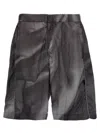 44 Label Group Crinkled Texture Bermuda Shorts With Elastic Waistband In Gray