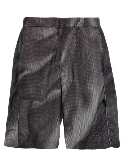 44 Label Group Crinkled Texture Bermuda Shorts With Elastic Waistband In Gray